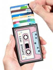 Ví đựng thẻ pop-up thiết kế băng cassette vintage, ví thẻ pop-up cầm tay chống trầy xước, có ngăn thẻ ẩn cho thẻ ID và thẻ tín dụng, quà tặng đa dụng cho người yêu âm nhạc, phù hợp đi làm, du lịch, dùng trong ký túc xá, quà tặng lý tưởng cho Ngày Nhà giáo, Tựu trường và Ngày Độc lập - Nhiều màu - Xem 9
