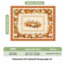 1pc Autumn Pumpkin Harvest Tablecloth, Thanksgiving Pumpkin Sunflower Berry Wheat Ear Print Pattern, Polyester Material Single-Sided Print, Suitable For Tabletop, Washable And Reusable, Suitable For Indoor, Outdoor, Patio, Wedding, Banquet, Party, Outdoor Dining, Suitable For Craft Exhibition, Banquet Event Decoration - Multicolor - View 13