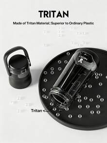 Meoky Botol Minum Olahraga 16oz dengan Pegangan dan Tutup Flip Tombol Tekan, Anti Bocor dengan Skala Pengukuran, Portabel, Cocok untuk Gym atau Perjalanan Luar Ruangan - Hitam - View 5