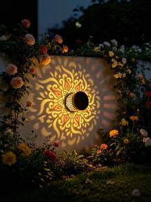 Solar Powered Outdoor Projection Wall Light, Waterproof, Automatic Switch, Mandala Pattern LED Landscape Light, Warm White, Color Changing, Decorative Light For Garden, Fence, Patio, Yard, Pathway, Backyard, Holiday Party Decoration - A - View 11