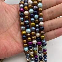 8-9mm 多色馬鈴薯形圓形淡水珍珠 DIY 配件 1 串 長度 38cm/14.96inch，孔徑 0.8mm - 彩色 - 查看 4