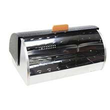 Large Metal Bread Box For Kitchen – Bread Storage Container With Roll-Top Lid, 39.5 * 28 * 18.5 Cm, Black / White - Black - View 8