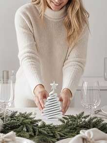 Minimalist Modern Small Christmas Tree Tabletop Decor - Elegant Compact Xmas Tree Ornament With Branches & Suitable For Living Room, Dining Table, Hallway, Cabinet - Lightweight Plastic Holiday Decoration For Small Spaces, Year-Round Use - One Size Fits All - View 5