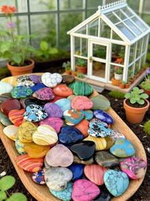 20/10/1pc Random Polished Heart Palm Stones, Natural Pocket Stones, Charming Heart Crystals, Multi-Color Mini Heart Crystals, Perfect Gift, DIY Jewelry Decoration, Valentine's Day Gift, Graduation Gift - Multicolor - View 7