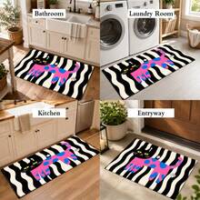 1pc Bathroom Anti-Slip Mat, Soft Faux Cashmere Material Floor Mat, Personalized Striped Polka Dot Cat Pattern Faux Cashmere Rug, Kitchen Anti-Slip, Bathroom Anti-Slip, Entrance Doorway Use, Bedroom Doorway Suitable, Multi-Scenario Use Anti-Slip Mat, Room Decoration, Holiday Gift - Multicolor - View 10