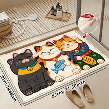 1pc Bathroom Anti-Slip Mat, Soft Faux Cashmere Material Floor Mat, Lucky Cat Faux Cashmere Rug, Kitchen Bathroom Anti-Slip Mat, Entrance Door Mat, Bedroom Door Mat, Multi-Scenario Use Anti-Slip Mat, Room Decoration, Holiday Gift - Multicolor - View 13