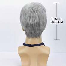 [Silvery Gray Heat-Resistant Wig] Men's Silvery Gray Layered Synthetic Heat-Resistant Wig - Perfect For Everyday Wear, Parties, And Halloween! - Multicolor - View 7