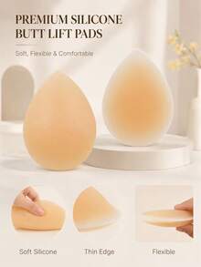 1 Pair Silicone Hip Lift Pads, Detachable Glue-Free Inner Lining, Soft Skin-Friendly, Natural-Looking Butt Lift Effect, Invisible And Seamless, Can Be Worn With Jeans, Casual Pants, Shorts, Built-In Shaping Pads In Underwear, Easily Create Full Butt Shape - Khaki - View 2