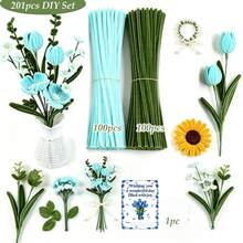 201pcs Fluffy Stem Handmade Set, Includes 200 Flexible Iron Wire Stems And 1 Greeting Card, Suitable For DIY Handmade Flowers, Doll Making, Holiday Decoration, Art Projects, Home Crafts, Party Decoration, Craft Supplies For Hobbyists - 201 Pcs - View 23