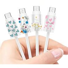 4 buah Pelindung Kabel Data Apple Motif Kupu-kupu/Bunga/Hati, Kompatibel dengan Charger 18-20W, Casing Pelindung Kepala Kecil untuk Mencegah Kerusakan - MultiWarna - View 6