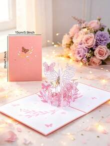 1pc Customizable Vibrant 3D Pop-Up Greeting Card With Colorful Butterflies And Flowers - Perfect For Birthday, Teacher Appreciation, Thanksgiving, Anniversary, Wedding And Mother's Day - A Unique And Memorable Celebration Tool For Everyone - Single Piece - View 2
