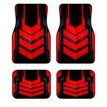 Cool Red And Black Mechanical Texture Car Universal Floor Mat Set, Suitable For Most Models, Combining Practicality And Aesthetics! With Unique Print, Enhancing Your Car'S Highlights. Whether For Daily Commuting Or Road Trips - A - View 6