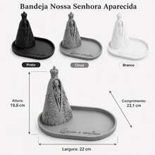 Porta Terço Nossa Senhora Aparecida Religioso para Uso Diário ou Como Presente com Design Simples e Foco na Devoção - Cinza - Visão 4