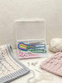 33pcs Knitted Cable Tool Set, Aluminum Safety Pins, V/U Cable Needles, Lock-Shaped Stitch Markers, Embroidery Needles, Practical Hand Knitting Accessories, Cable Stitching, For Making Sweaters, Blankets, Shawls And DIY Knitting Hobbies - Set - View 7