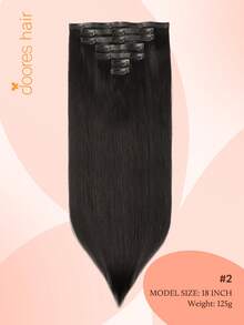 DOORES 14-24 Inch Seamless Clip-In Hair Extensions, 130g-160g 7pcs Real Human Hair Invisible PU Skin Weft, Dark Brown, Natural Remy Straight Hair, Easy To Wear & Style - S2 - View 2