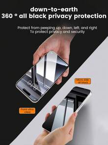 Ceramic Privacy Screen Protector Compatible With Apple 17 Pro Max, 17 Pro, Full Screen Privacy, 360° No Blind Spot Privacy, Full Screen Fit Without Gaps, Compatible With Apple 13-17 Series, Scratch-Resistant, Drop-Resistant, Anti-Fingerprint, Anti-Oil, Long-Lasting Like New, Super Impact Resistant - Black - View 5