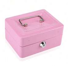 Caja de dinero rosa con bandeja insertable para caja registradora, cajón de cajero, almacenamiento, mini portátil, de acero, con cerradura, caja de seguridad para efectivo - Rosa - Ver 3