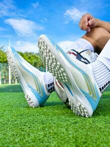 Men's Professional Training Non-Slip Artificial Turf Football Shoes, Boys' TF/FG Football Shoes, Size 35-45 - Baby Blue - View 7