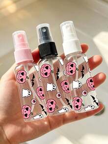 Clear Spray Bottle With Pumpkin Ghost Pattern,Perfume Refillable Bottle For Halloween Gift,Multi-Functional Fine Mist Spray Bottle,Portable Decanting Bottle Container,Travel Essentials,For Toner,Perfume,Makeup Remover,Gift For Women,Students And Men - Multicolor - View 8