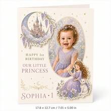 Personalized Photo First Birthday Greeting Card, Custom Name And Age, Princess Theme With Floral Fairy Tale Artwork, Picture Birthday Card For Girls, First Birthday Celebration Card, Custom Photo Card For Daughter, One Year Old Birthday Keepsake - Multi-color - View 13
