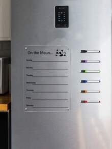 Cute Panda Magnetic Fridge Memo Board, Acrylic Transparent Reusable Dry Erase Weekly Meal Planner, Kitchen Refrigerator Memo Notepad With Marker Pen - Weekly Plan - View 5