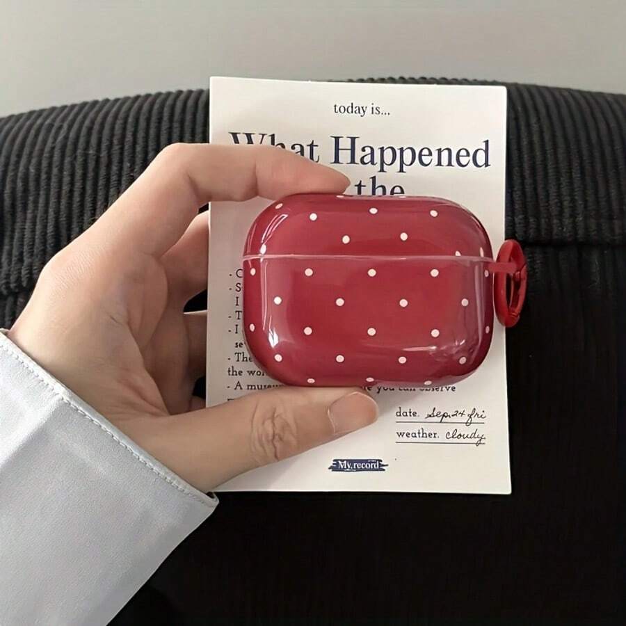 1PC Red Polka Dot Wireless Bluetooth Protective Case Compatible With AirPods 4/ 3/Apple Pro Earphones Case 1st/2nd Gen/ 2nd Gen/ Pro 4th Gen - Multicolor - View 1