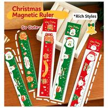 2/1pc Christmas Cartoon Magnetic Ruler, 15cm Multi-Functional Bookmark Straight Ruler, Cute Santa Claus Snowman Gingerbread Man Pattern Student Measuring Ruler, Ideal Back To School Christmas Gift - Multiple Styles - View 6