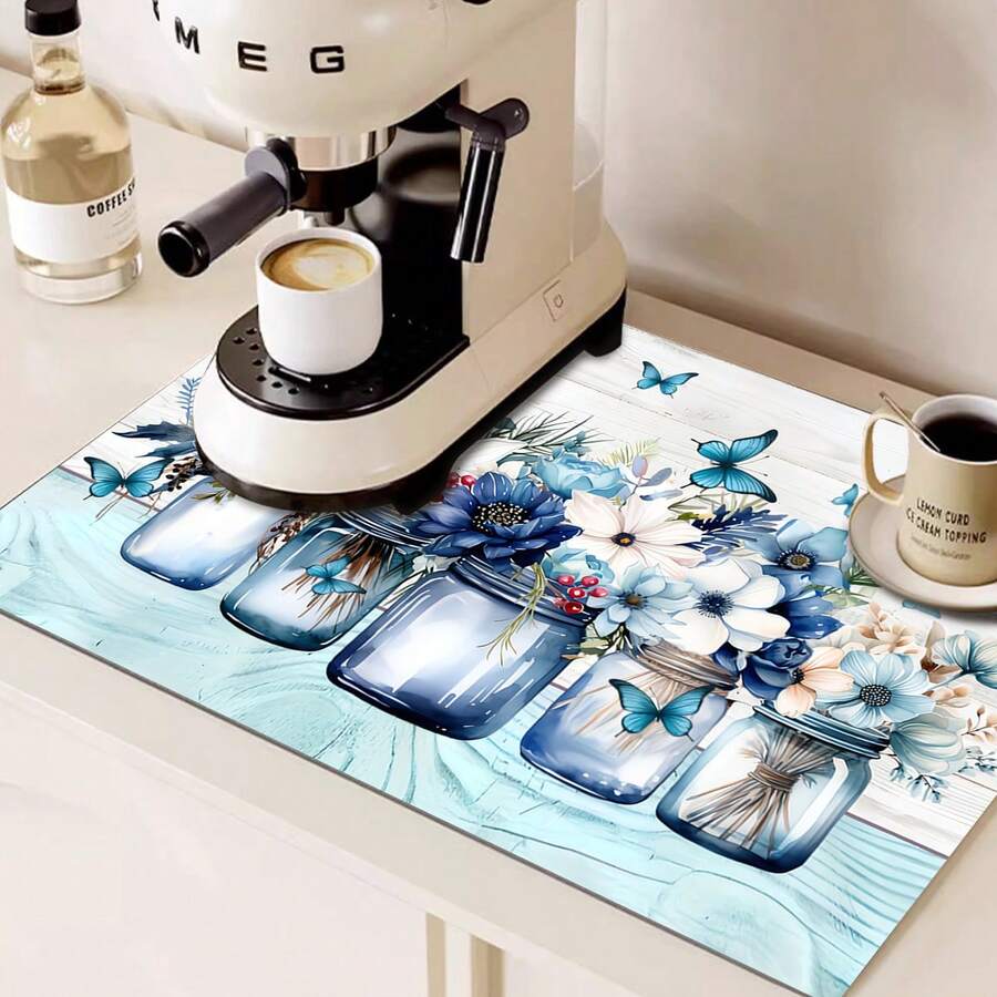 (Hot !!) 1pc 2D Floral Pattern Flat Stove Protector Mat And Non-Slip Heat-Resistant Rubber Stove Cover Pad Suitable For Induction Cooktop, Glass Stove And Multi-Functional Anti-Scratch Mat, Also Best Choice For Oven, Washing Machine, Dryer And Kitchen Decoration. - Multicolor - View 1