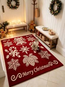 1pc Red Christmas Theme Doormat, Christmas Gift, Door Mat, Small Rug, Welcome Mat, Carpet, Floor Mat, Outdoor Doormat, Kitchen Rug, Home Decor, Front Door Mat, Area Rug, Outdoor Mat - Multicolor - View 2