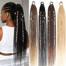 24 Inch Black, Gold, Gradient Brown Straight Hair Hippie Style 14 Strands Handmade Synthetic Fiber Crochet Braids Hair Extensions, Suitable For Women - Multicolor - View 8