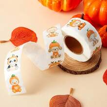 500pcs Orange Animal With Hat Graffiti Roll Stickers, 1 Inch Asymmetric Shape 8 Cartoon Patterns, DIY Decoration For Envelopes, Magazines, Phone Cases, Water Bottles, Computer Helmets, Scrapbooks, Holiday Party Gift Packaging, PVC Self-Adhesive Sealing Stickers - Orange Animal Stickers - View 2
