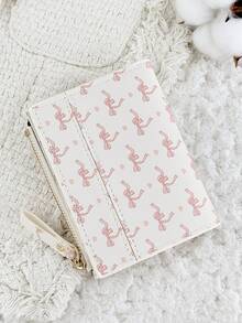 Fashionable Bow Print Women's Credit Card Holder, Zipper Fold Closure With ID Window, Suitable For Outdoor And Travel - White - View 6