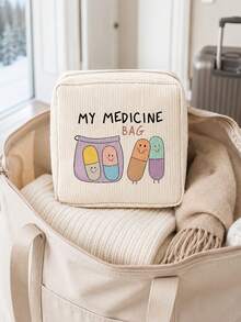 「Medicine」圖案印花便攜收納袋 藥盒急救包 化妝包零錢包，適合日常使用/戶外/旅行，方便收納、化妝品、手機等小物品，旅行必備，聖誕禮物、個性化禮物袋、教師節禮物、小禮物交換、房間裝飾 - 彩色 - 查看 3
