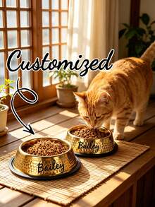 [Dapat Disesuaikan] Mangkuk Hewan Peliharaan yang Ditinggikan dengan Pelindung Leher – Cocok untuk Anjing Kecil – Mangkuk Stainless Steel untuk Kucing & Anjing – Mangkuk Makan Anti Selip – Dipersonalisasi dengan Teks Kustom – Tersedia Berbagai Pilihan Desain - MultiWarna - View 3