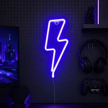 1pc LED Lightning Neon Wall Light, Small Night Light, Game Room Decor, Home Party Creative Fairy Light, Birthday Theme Scene Atmosphere Light, Living Room Bedroom Decoration - Lightning Neon Sign - View 11