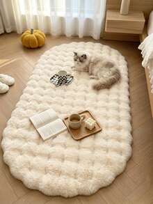 1pc French Luxury Cream White 3D Bubble Plush Floor Mat, Square Fluffy Soft Bedside Rug, Bathroom Decor Carpet, Bathroom Mat, Bathroom Rug, Door Mat, Small Rug, Carpet, Floor Mat, Home Decor, Area Rug, Home Decor, Area Carpet, Bedroom Rug, Washable Carpet - Multicolor - View 6