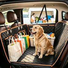 Dog Car Seat Cover For Back Seat, Waterproof Seat Protector Scratchproof Pet Hammock With 4 Pockets Side Flaps, Washable Non-Slip Rear Seat Protection For Cars Trucks And SUVs - Black - View 2