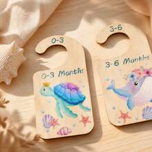8pcs Baby Wardrobe Size Divider Tags, Double-Sided Wooden Hanger Dividers, Baby Clothes Storage Organizer - Clothing Divider - View 7