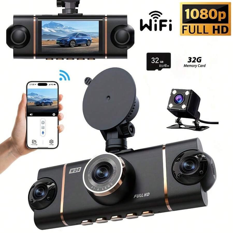 4‑Channel Panoramic 1080P Car Dashcam, 4‑Screen Simultaneous Display, HD Night Vision, WDR Technology, Built‑In G‑Sensor, Loop Recording, 24‑Hour Parking Monitoring Auto Accessory, For Driving & Road Trip Travel Use - A - View 1