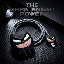 Warner Bros 1 Set Batman Charging Cable Data Cable Protector, Compatible With 20W Charger, Party Favor, Suitable For Daily And Office Use, Includes Large And Small Heads, Silicone Cable Tie And 1.4m Coiled Cable, Great Gift For Birthday And Holiday - Multicolor - View 1