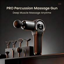 Massage Gun Deep Tissue Percussion Massager LED Display 20 Speed Levels 8 Interchangeable Massage Heads High-Frequency Vibration Portable Muscle Massager Suitable For Home, Gym, Sports And Daily Relaxation - View 2