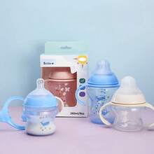 Botol Bayi PP Leher Lebar Bergambar Menarik 260ml/150ml dengan Pegangan, Botol Susu Bentuk Melengkung yang Mudah Digenggam, Botol Susu - MultiWarna - View 3