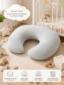 Large Baby Nursing Pillow - Multi-Functional Maternity Nursing Pillow, Anti-Spit-Up Pad, Soft Baby Lounger & Essential For Mom's Breastfeeding - Grey - View 1