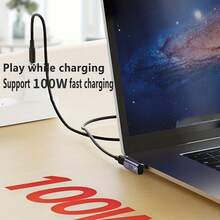 90° Right Angle USB-C Adapter, Supports Thunderbolt 3 Type-C Adapter: 40Gbps Data Transfer, Fast Charging, 8K@60Hz Video Output Compatible With Laptops, Tablets,Phones - Grey - View 6