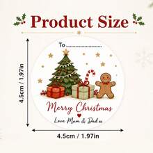 LICVIC Custom Christmas Stickers, Personalized Round Gift Tag Labels, Festive Snowman Gingerbread Holiday Style, Customized Name Stickers For Present Wrapping, Customizable Christmas Labels, Party Gift Decor, Holiday Gift Seals,Merry Christmas,Round Sticker - Style D - View 2