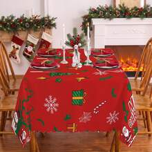 1pc Santa Claus Snowman Snowflake Print Rectangular Tablecloth, Suitable For Holiday, Party, Birthday, Dinner, Restaurant Table Decor, Christmas Home Autumn/Winter Decoration - Multicolor - View 3