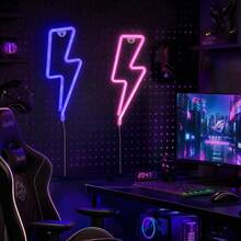 1pc LED Lightning Neon Wall Light, Small Night Light, Game Room Decor, Home Party Creative Fairy Light, Birthday Theme Scene Atmosphere Light, Living Room Bedroom Decoration - Lightning Neon Sign - View 4