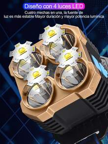 Faro frontal impermeable y de alta luminosidad con 5 luces LED,carga USB,Linterna frontal LED de alta potencia, linterna superbrillante,recargable,lámpara de trabajo de emergencia portátil impermeable,cómodo de usar,adecuado para trabajo nocturno al aire libre como acampar,pesca nocturna,reparaciones,etc. - Negro - Ver 3