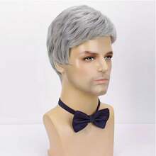 [Silvery Gray Heat-Resistant Wig] Men's Silvery Gray Layered Synthetic Heat-Resistant Wig - Perfect For Everyday Wear, Parties, And Halloween! - Multicolor - View 5