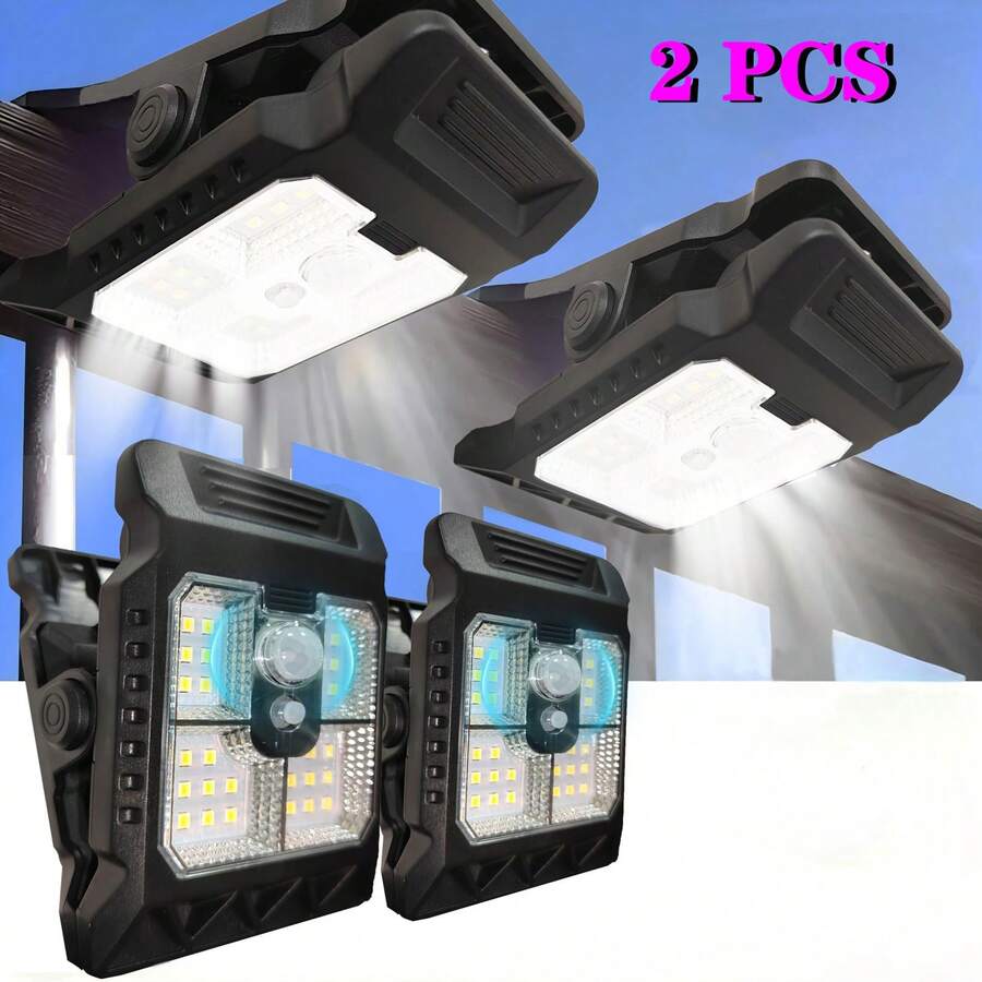 Ultra-Bright Solar Powered Outdoor Clip Light, Rechargeable, With Motion Sensor, Adjustable Brightness And Angle, 3 Styles And 3 Lighting Modes, Durable Plastic Lampshade, Stylish Garden Light, Suitable For Paths, Yards, Sidewalks, Patios And Lawns - Multicolor - View 1